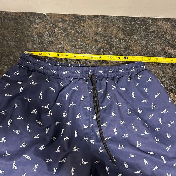 Greater Half Sex Ed Swim Trunks Navy Blue Mens Large EUC Pride Apparel - Picture 8 of 8